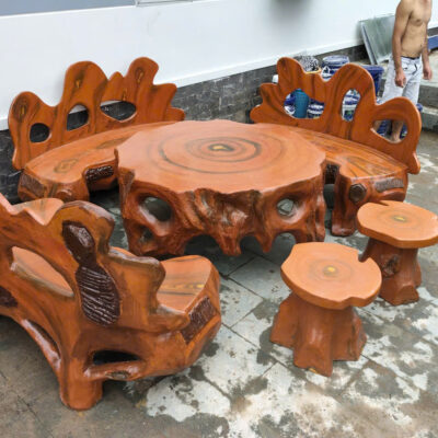 Bộ bàn ghế đá giả gỗ đẹp