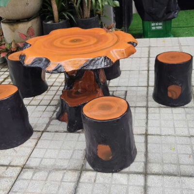 Bộ bàn ghế đá giả gỗ đẹp
